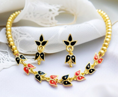 balaji gold Copper Gold-plated Red, Black Jewellery Set(Pack of 1)