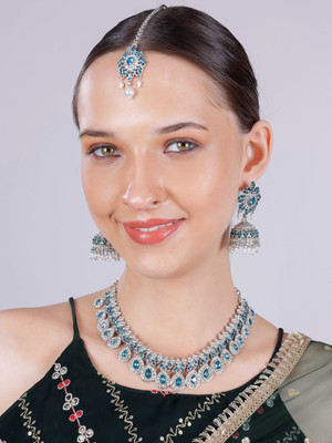 VATSALYA creation Alloy Silver Turquoise Jewellery Set(Pack of 1)