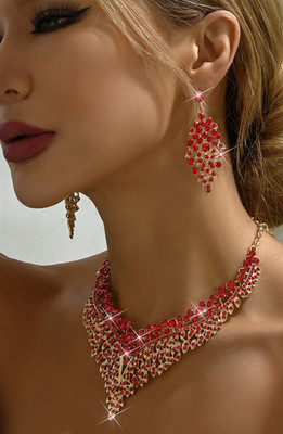 Gehney joy of jewels Stainless Steel Gold-plated Red Jewellery Set(Pack of 3)