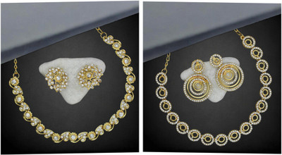 R A Enterprises Alloy Gold-plated White, Gold Jewellery Set(Pack of 6)