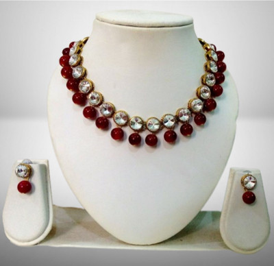 JN Handicraft Brass Maroon Jewellery Set(Pack of 1)