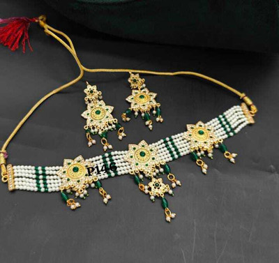 parth fancy artificial Alloy Green Jewellery Set(Pack of 1)