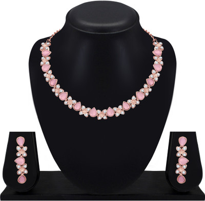 Atasi International Alloy Rhodium Gold, Pink Jewellery Set(Pack of 1)