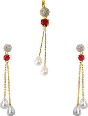 M Creation Alloy Gold-plated Red Jewellery Set(Pack of 1)