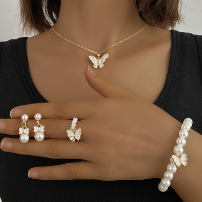 POLISH & POP Alloy Gold-plated White Jewellery Set(Pack of 1)