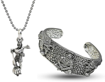 Adhvik Stainless Steel Silver Jewellery Set(Pack of 2)