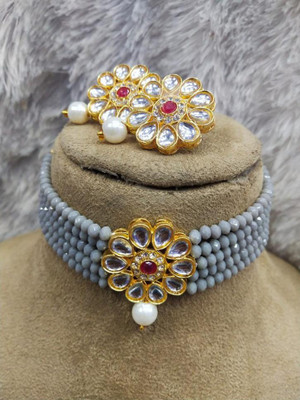 GEODE DELIGHT Alloy Gold-plated Grey Jewellery Set(Pack of 1)