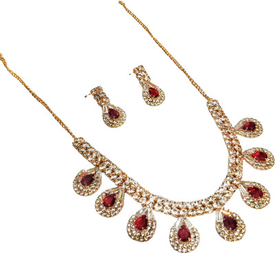 sums jewellery Alloy Gold-plated Red, Gold, Maroon Jewellery Set(Pack of 1)
