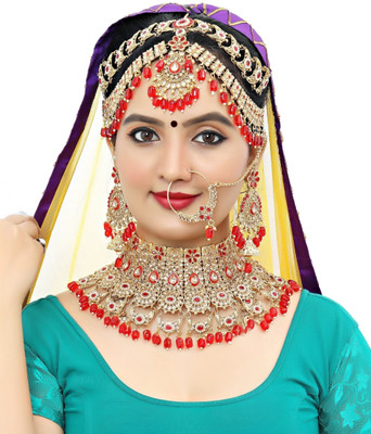 KK IMMITATION Alloy Gold-plated Red Jewellery Set(Pack of 1)