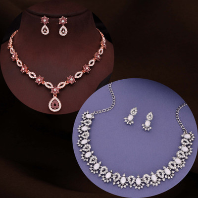 Vedda Brass Gold-plated Rose Gold, Brown, White Jewellery Set(Pack of 1)