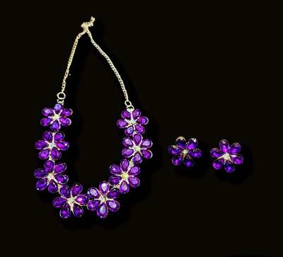 SAWARIYA Oxidised Silver Purple Jewellery Set(Pack of 1)