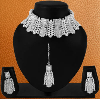Rukma Alloy Rhodium White Jewellery Set(Pack of 1)