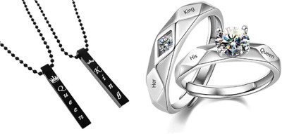 ruby collection Alloy Black, White, Silver Jewellery Set(Pack of 2)