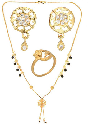 AanyaCentric Alloy Gold-plated Gold Jewellery Set(Pack of 4)