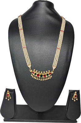 Hemshail Alloy Gold-plated White Jewellery Set(Pack of 3)