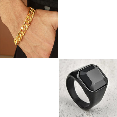MAATRCHAAYA Stainless Steel Gold-plated, Titanium Black, Gold Jewellery Set(Pack of 2)