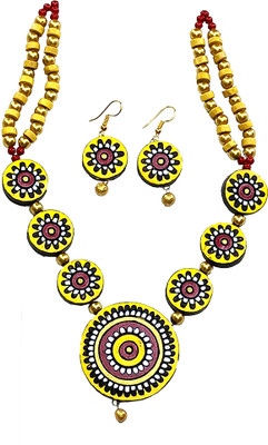 Akibuki Terracotta Yellow Jewellery Set(Pack of 1)
