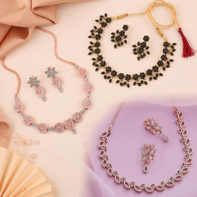 Divastri Brass Gold-plated Multicolor Jewellery Set(Pack of 3)