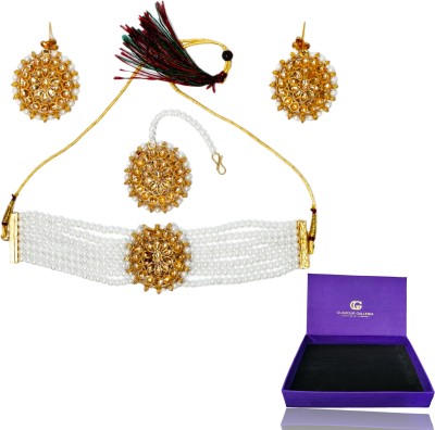 Glamour Galleria Mother of Pearl Gold-plated White, Gold Jewellery Set(Pack of 1)