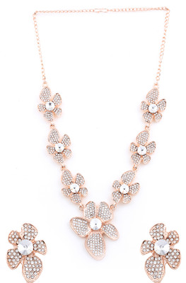 Sangria Brass Gold-plated Rose Gold Jewellery Set(Pack of 1)