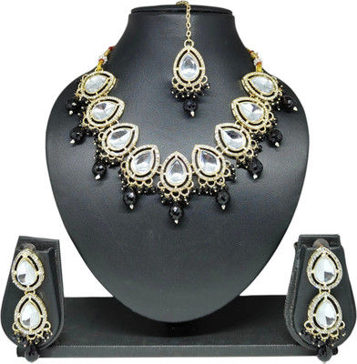 MS Creation Alloy Gold-plated Black Jewellery Set(Pack of 4)