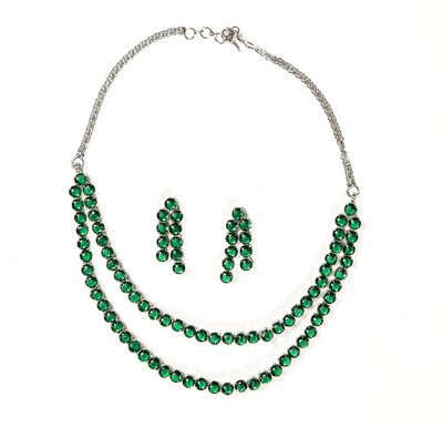 house of common Brass Rhodium Green Jewellery Set(Pack of 1)
