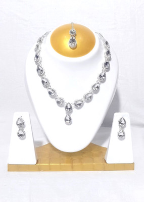 Brinah Crystal, Alloy Silver White Jewellery Set(Pack of 1)