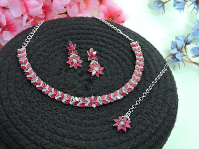 VATSALYA creation Alloy Gold-plated Ruby Red Jewellery Set(Pack of 1)