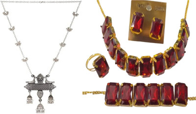 JMBW INTERNATIONAL Alloy Silver, Red Jewellery Set(Pack of 2)