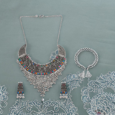 Jewelgenics Oxidised Silver, Alloy Sterling Silver Silver Jewellery Set(Pack of 2)