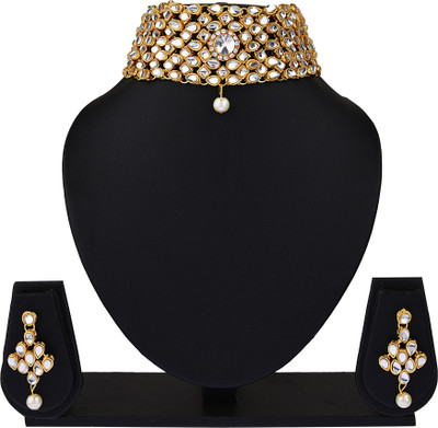 Padmavati Bangles Alloy Gold-plated White Jewellery Set(Pack of 1)