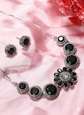 MJ and Daughters Alloy Silver Black Jewellery Set(Pack of 1)