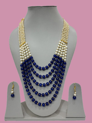 Dreamish Imitation Mother of Pearl, Alloy Gold-plated Blue, Gold, White Jewellery Set(Pack of 1)