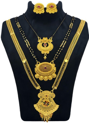 JRD GLOBAL Brass Gold-plated Gold, Black Jewellery Set(Pack of 5)