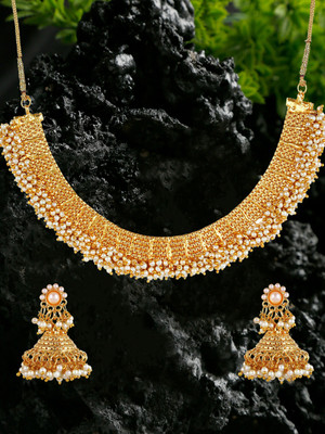 Divastri Alloy Gold-plated White Jewellery Set(Pack of 3)