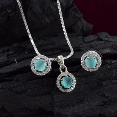 Admier Brass Sterling Silver Turquoise, Silver Jewellery Set(Pack of 1)