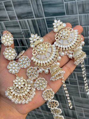 brado jewellery Brass Gold-plated White Jewellery Set(Pack of 1)