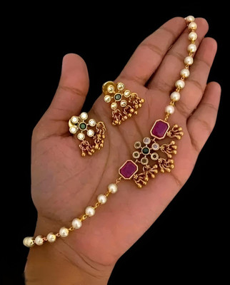 UNNATI JEWEL Brass Gold-plated White Jewellery Set(Pack of 1)