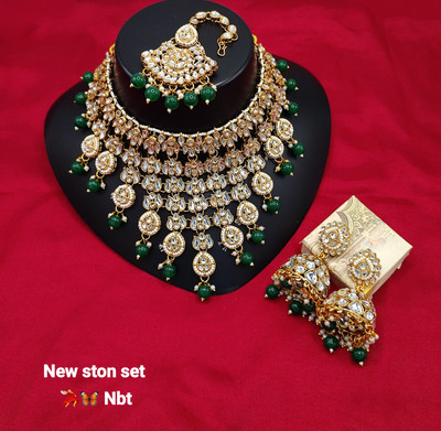 MAHADEV Alloy Gold-plated Green Jewellery Set(Pack of 4)