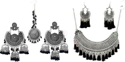 JMBW INTERNATIONAL Alloy Black, Silver, Silver Jewellery Set(Pack of 2)