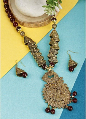 Lathar Alloy Maroon Jewellery Set(Pack of 1)