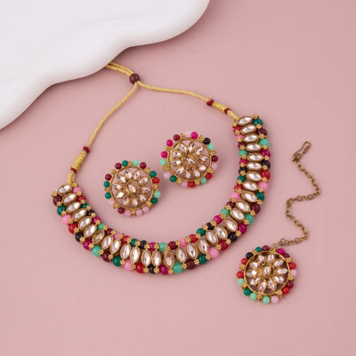 GC PREMIUM JEWELLERY Brass Gold-plated Multicolor Jewellery Set(Pack of 4)