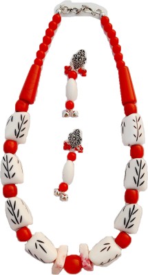 Naman Unique Jewellery Resin, Wood, Glass Red, White Jewellery Set(Pack of 3)