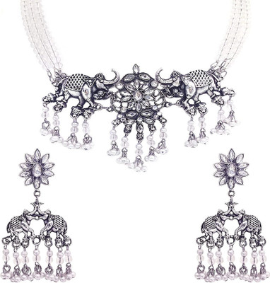 AnEk Good Oxidised Silver Silver, White Jewellery Set(Pack of 1)