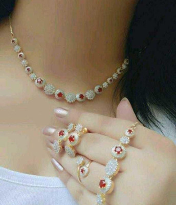 Shineher Alloy Gold-plated Red Jewellery Set(Pack of 1)