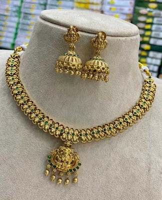 Joyful Alloy Gold-plated Green Jewellery Set(Pack of 1)