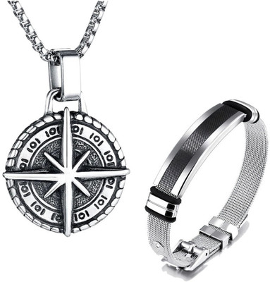 Thrillz Stainless Steel Silver Silver Jewellery Set(Pack of 2)