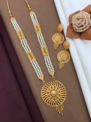 Rasadiya Brass Gold-plated White, Gold Jewellery Set(Pack of 1)