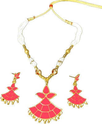 balaji gold Copper Gold-plated Pink Jewellery Set(Pack of 1)