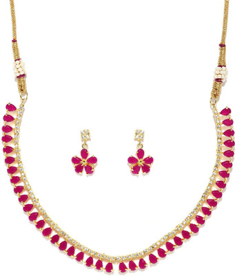 Fashion Empire Dori, Alloy Gold-plated Pink, Gold, White Jewellery Set(Pack of 1)